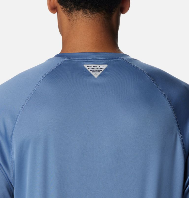 Thumbnail: Men's PFG Terminal Tackle Long Sleeve Shirt - Tall, Color: Bluestone, Collegiate Navy Logo, image 5