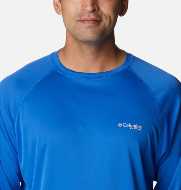 Men's PFG Terminal Tackle Long Sleeve Shirt - Tall, Color: Vivid Blue, Cool Grey Logo, image 4