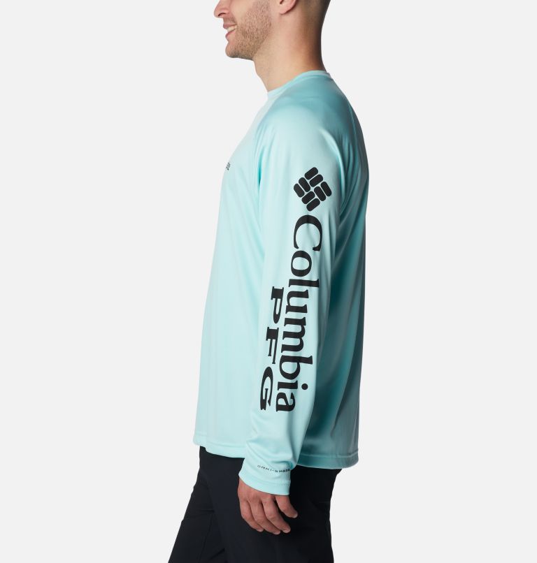 Men's PFG Terminal Tackle Long Sleeve Shirt - Tall, Color: Gulf Stream, Black Logo, image 3
