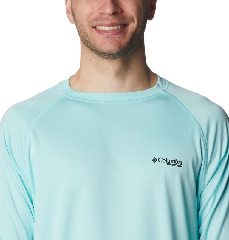 Men's PFG Terminal Tackle Long Sleeve Shirt - Tall, Color: Gulf Stream, Black Logo, image 4