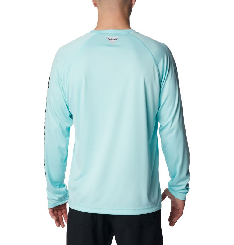 Thumbnail: Men’s PFG Terminal Tackle Long Sleeve Shirt - Tall, Color: Gulf Stream, Black Logo, image 2