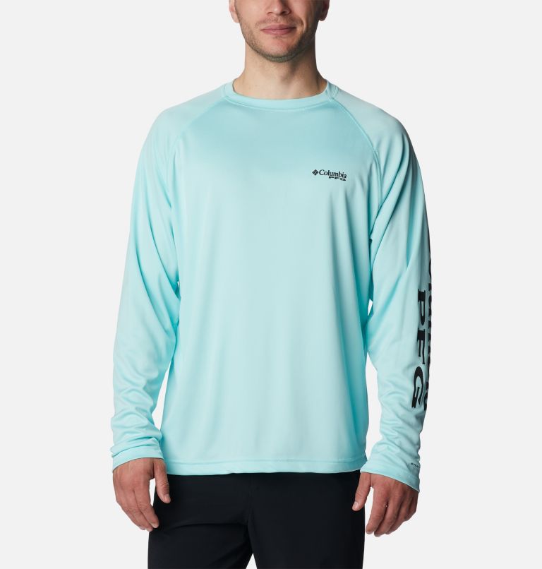 Men's PFG Terminal Tackle Long Sleeve Shirt - Tall, Color: Gulf Stream, Black Logo, image 1