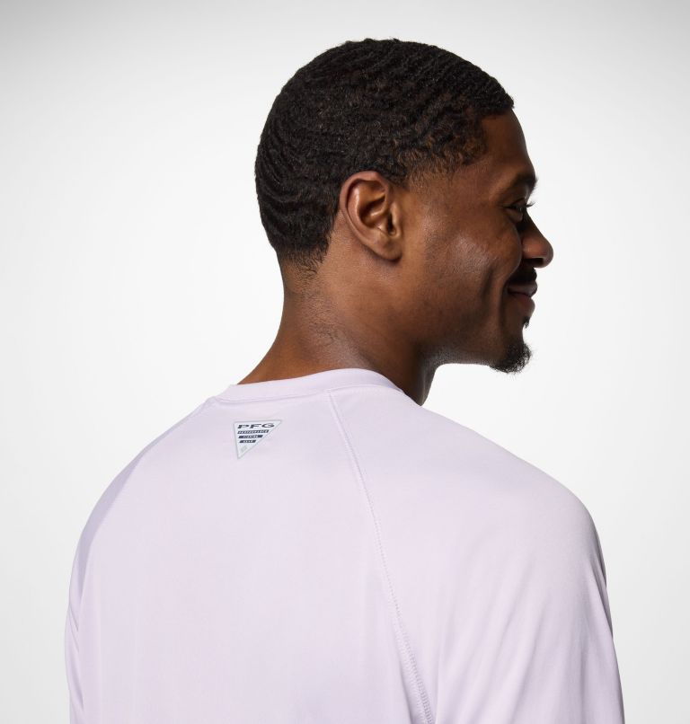 Men's PFG Terminal Tackle Long Sleeve Shirt - Tall, Color: Lavender Pearl, Black Logo, image 6