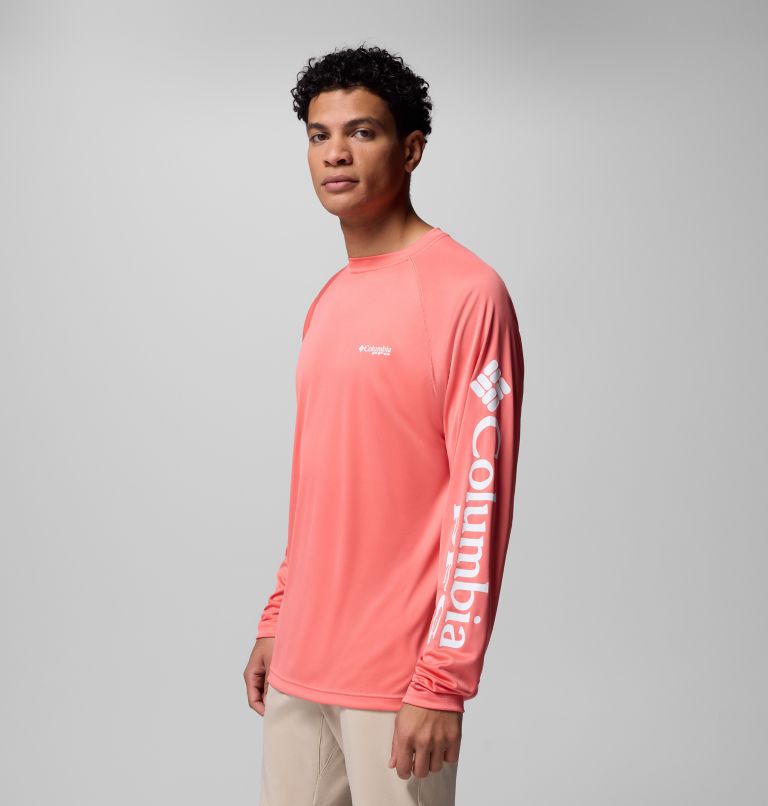 Men's PFG Terminal Tackle Long Sleeve Shirt - Tall, Color: Melonade, White Logo, image 4