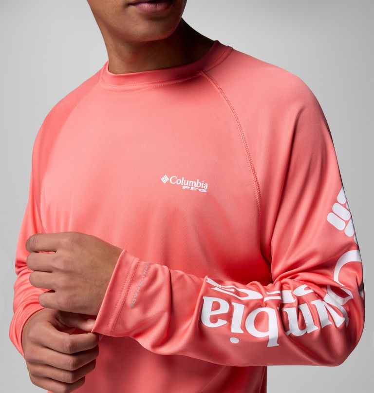 Men's PFG Terminal Tackle Long Sleeve Shirt - Tall, Color: Melonade, White Logo, image 7