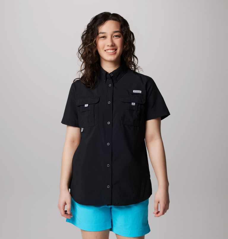 Thumbnail: Women’s PFG Bahama Short Sleeve Shirt, Color: Black, image 1