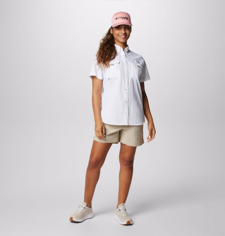 Women’s PFG Bahama Short Sleeve Shirt, Color: White, image 3