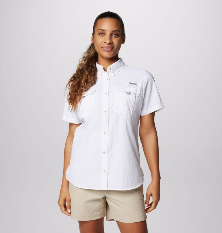 Columbia PFG Women’s White Short Sleeve Button Down Vented Large Fishing  Shirt