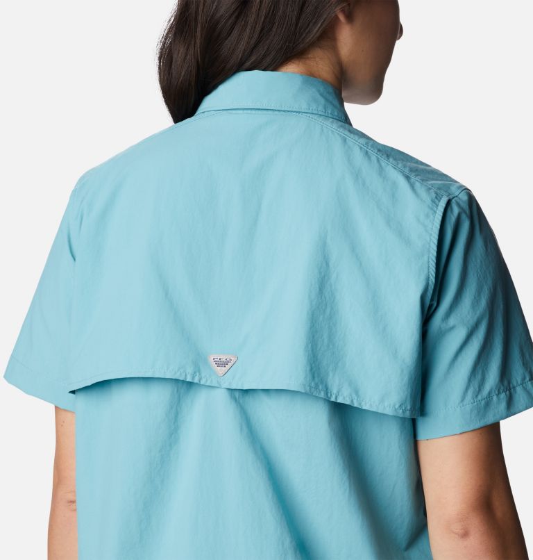 Women’s PFG Bahama Short Sleeve Shirt, Color: Sea Wave, image 5
