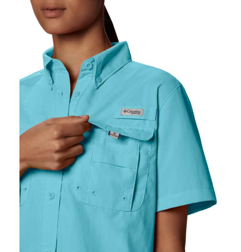 Thumbnail: Women’s PFG Bahama Short Sleeve Shirt, Color: Clear Blue, image 6