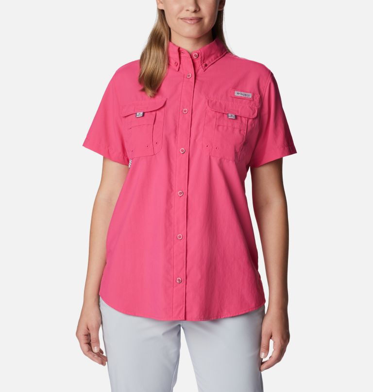 Women’s PFG Bahama Short Sleeve Shirt, Color: Ultra Pink, image 1