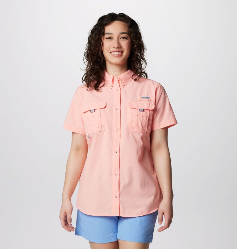 Columbia, Tops, Columbia Pink Pfg Bahama Fishing Shirt Double Pocket Small