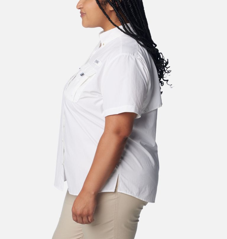 Women’s PFG Bahama Short Sleeve Shirt - Plus Size, Color: White, image 3