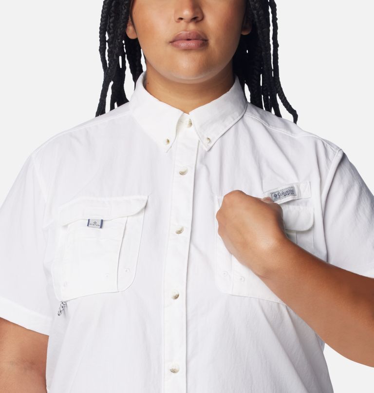 Women’s PFG Bahama Short Sleeve Shirt - Plus Size, Color: White, image 4
