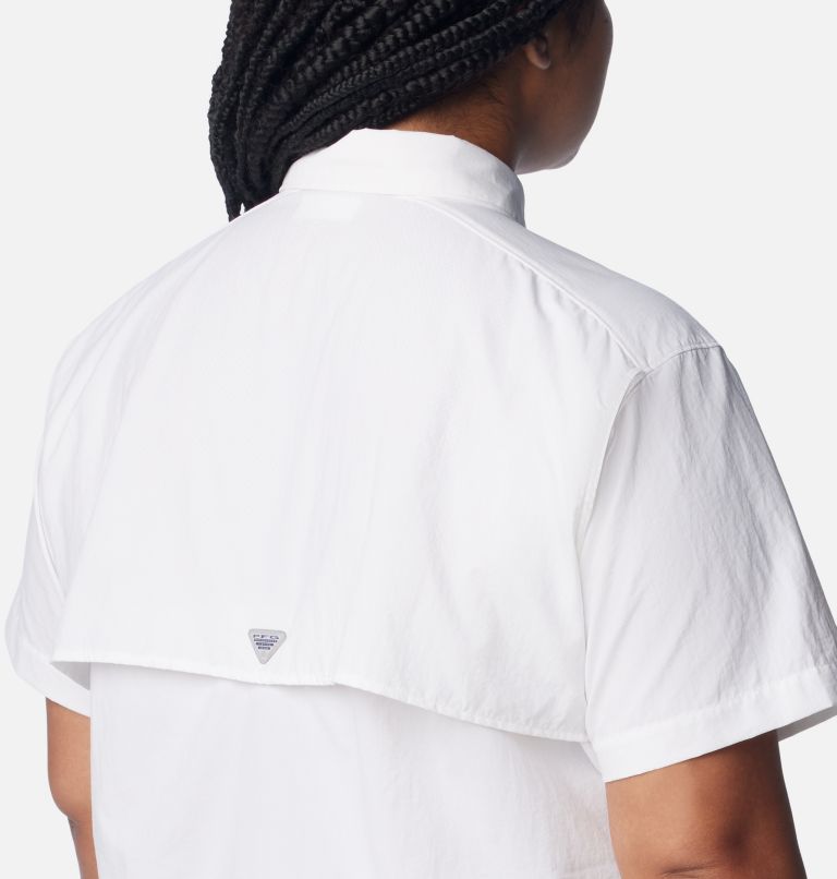 Women’s PFG Bahama Short Sleeve Shirt - Plus Size, Color: White, image 5