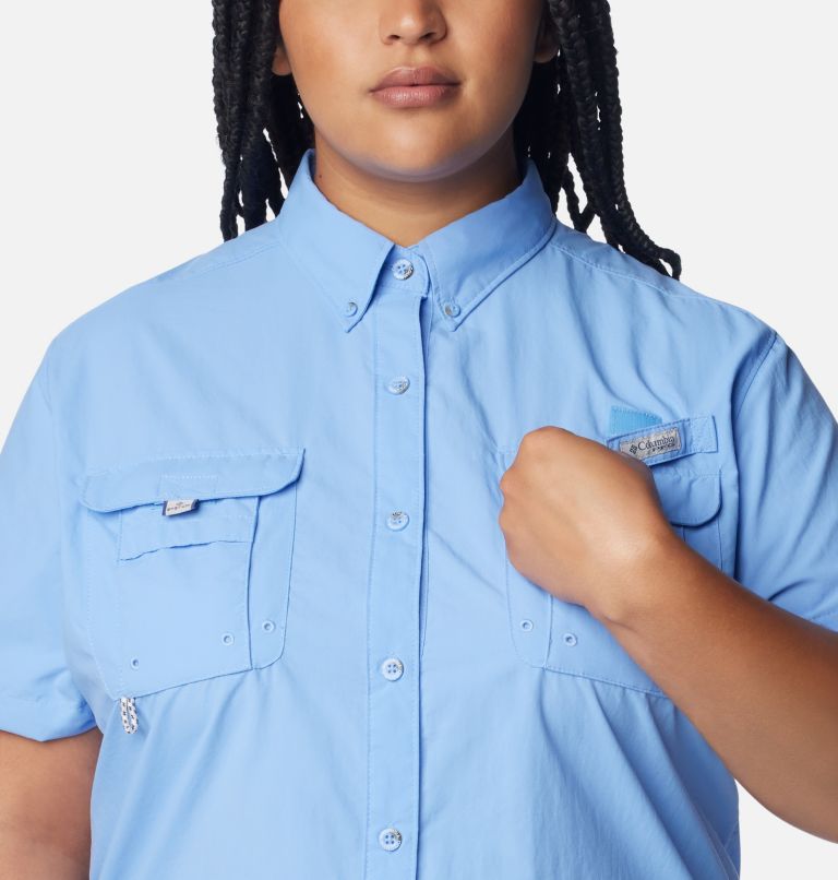 Thumbnail: Women’s PFG Bahama Short Sleeve - Plus Size, Color: White Cap, image 4