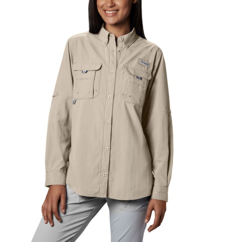 Thumbnail: Women’s PFG Bahama Long Sleeve Shirt, Color: Fossil, image 1