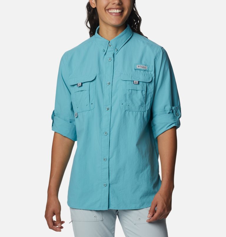 Thumbnail: Women’s PFG Bahama Long Sleeve Shirt, Color: Sea Wave, image 6