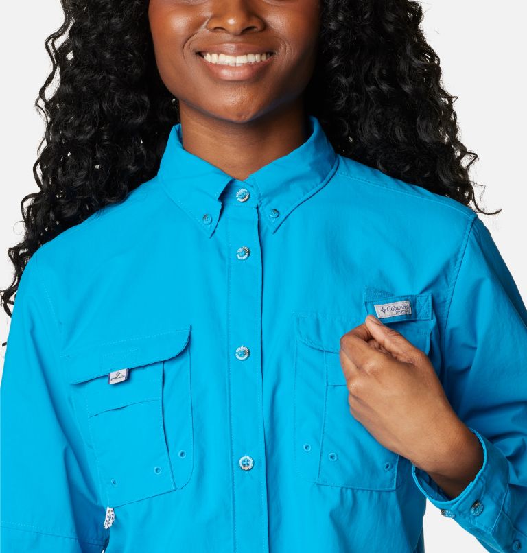 Thumbnail: Women’s PFG Bahama Long Sleeve Shirt, Color: Pool, image 4