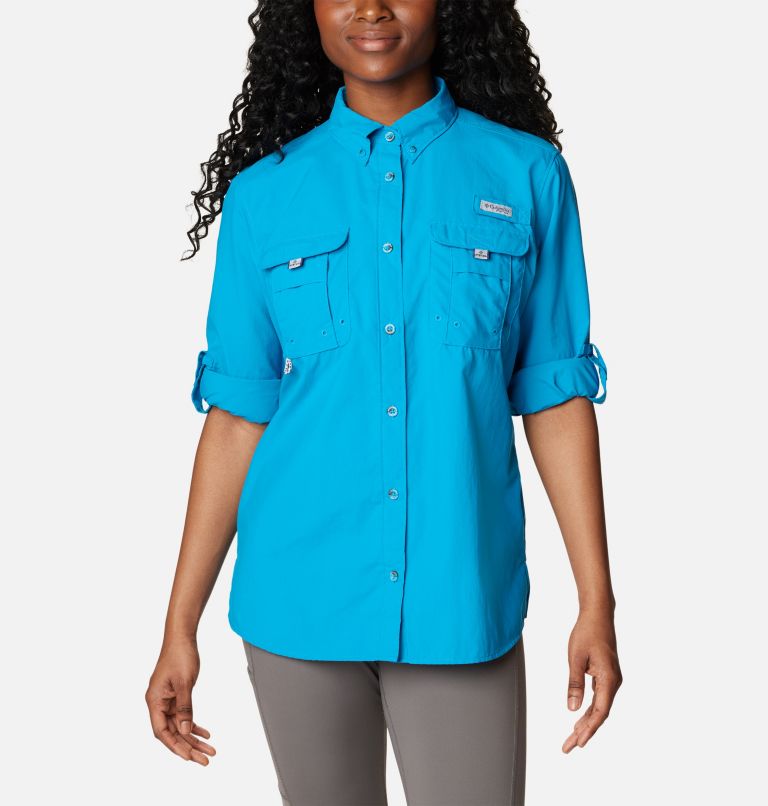 Women’s PFG Bahama Long Sleeve Shirt, Color: Pool, image 6