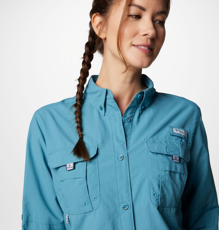 Thumbnail: Women’s PFG Bahama Long Sleeve Shirt, Color: Canyon Blue, image 5