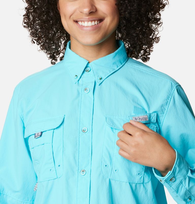Thumbnail: Women’s PFG Bahama Long Sleeve Shirt, Color: Opal Blue, image 4