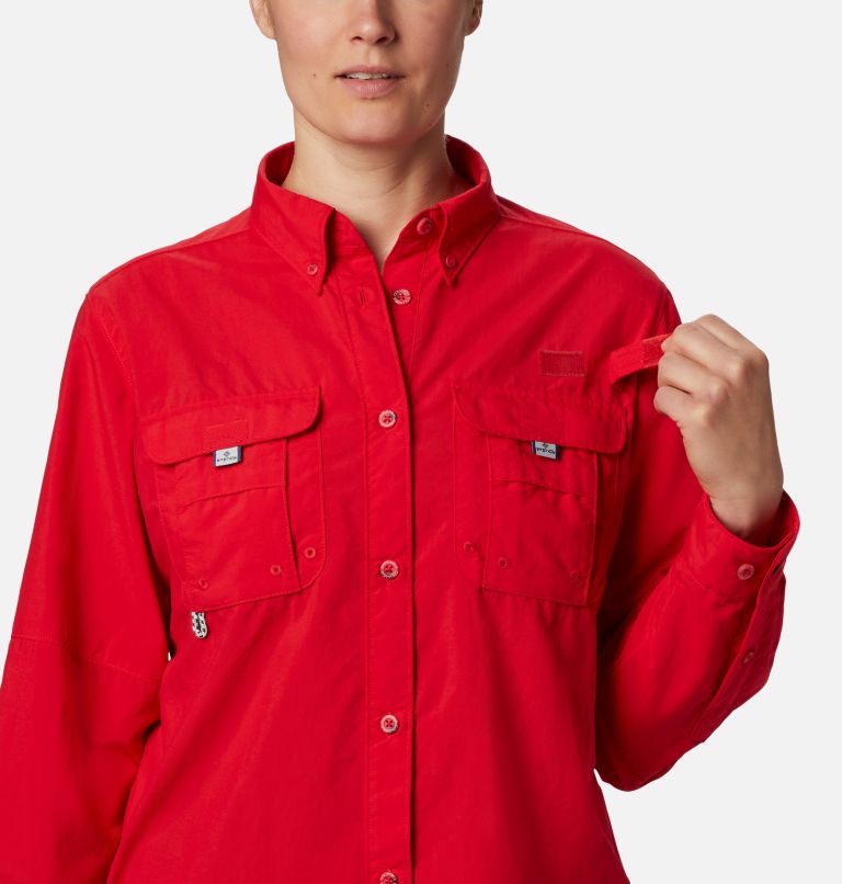 Women’s PFG Bahama Long Sleeve Shirt, Color: Red Lily, image 5