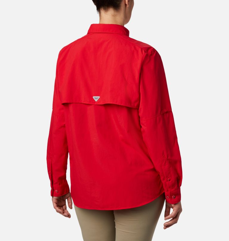 Women’s PFG Bahama Long Sleeve Shirt, Color: Red Lily, image 2