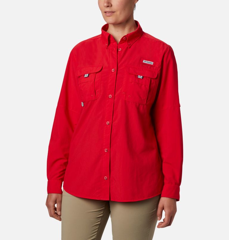 Women’s PFG Bahama Long Sleeve Shirt, Color: Red Lily, image 1