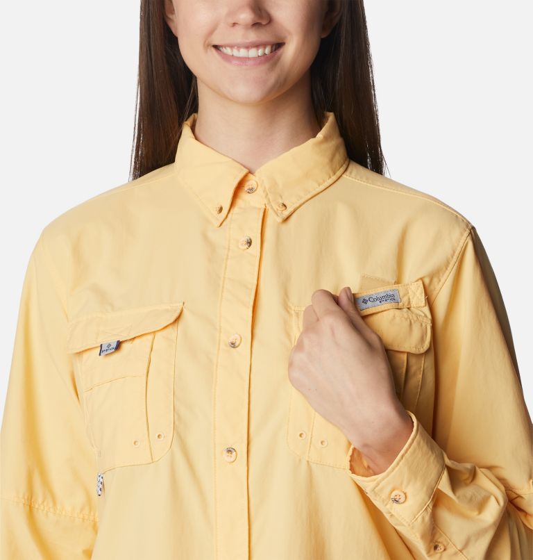 Thumbnail: Women’s PFG Bahama Long Sleeve Shirt, Color: Cocoa Butter, image 4