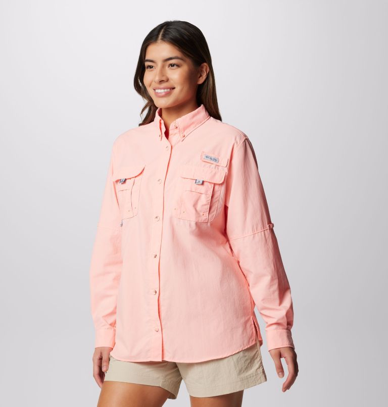Women’s PFG Bahama Long Sleeve Shirt, Color: Tiki Pink, image 4