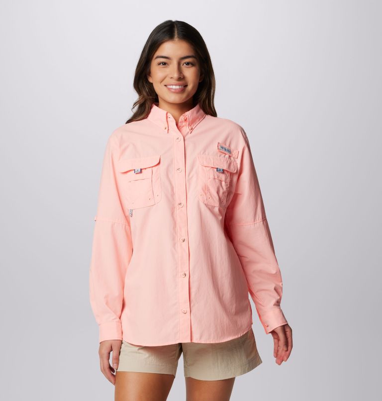 Columbia, Tops, Columbia Pink Pfg Bahama Fishing Shirt Double Pocket Small