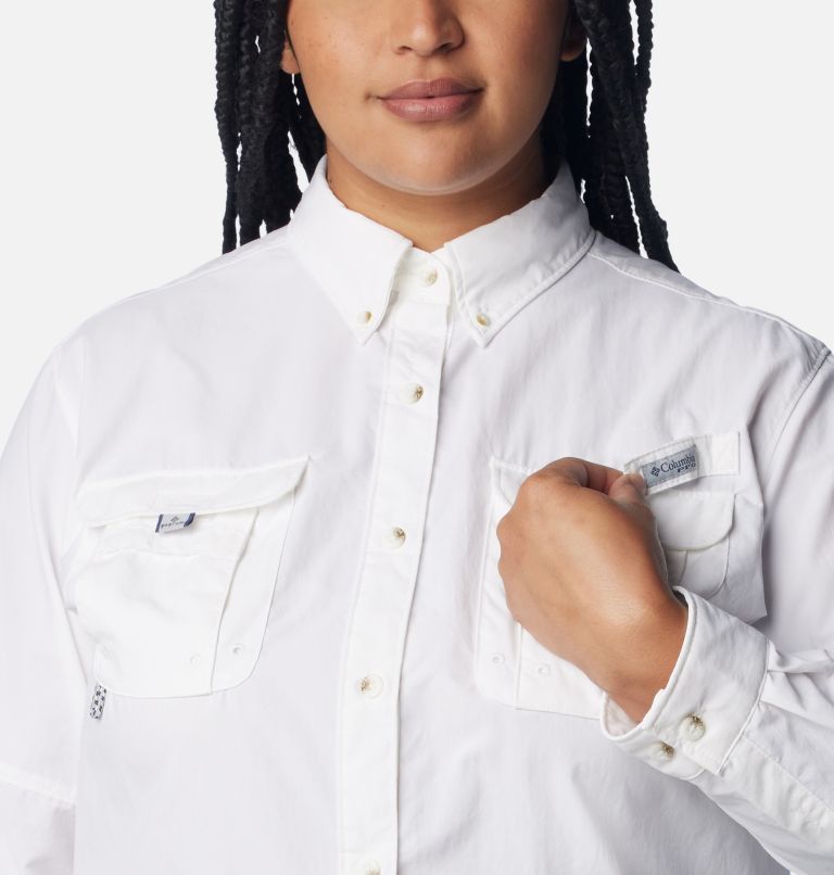 Women’s PFG Bahama Long Sleeve Shirt – Plus Size, Color: White, image 4