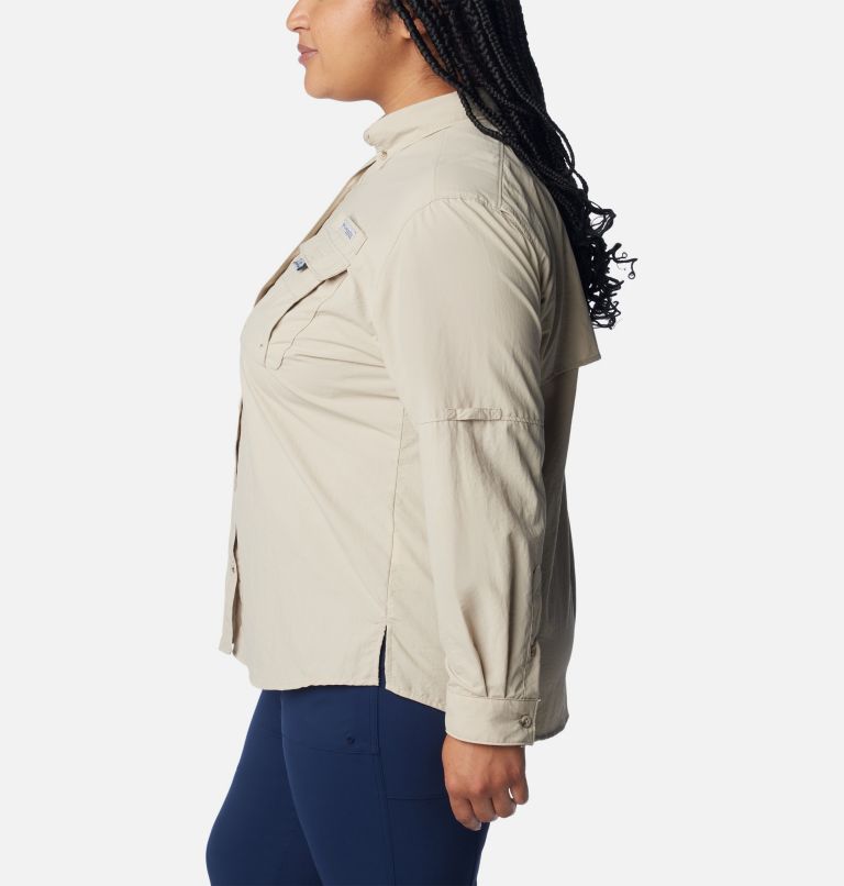 Women’s PFG Bahama Long Sleeve Shirt – Plus Size, Color: Fossil, image 3