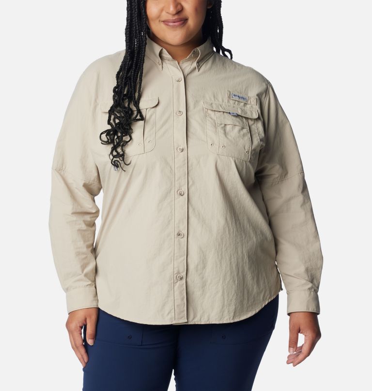 Women’s PFG Bahama Long Sleeve Shirt – Plus Size, Color: Fossil, image 1