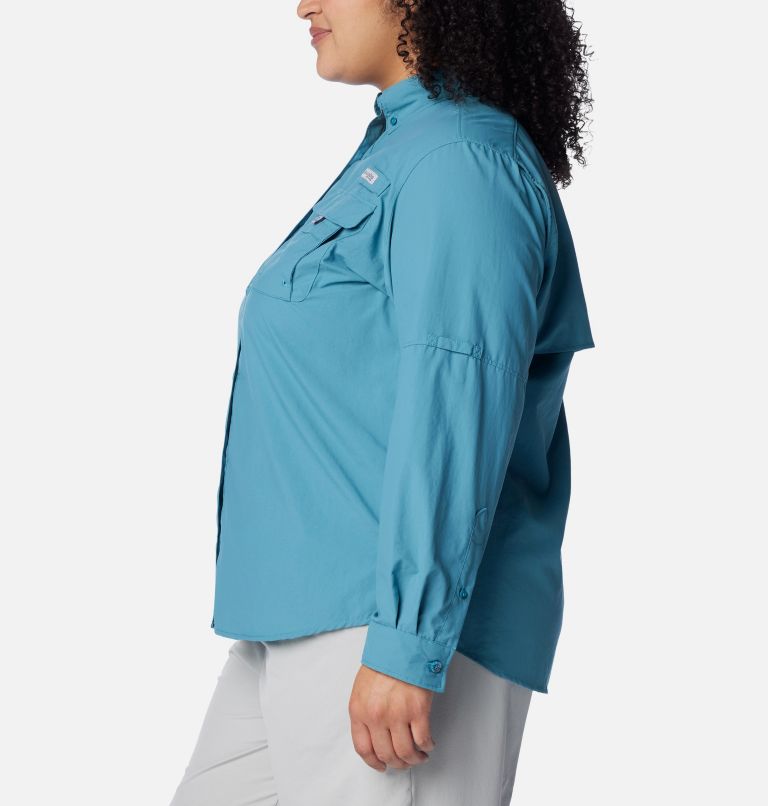 Women’s PFG Bahama Long Sleeve Shirt – Plus Size, Color: Canyon Blue, image 3