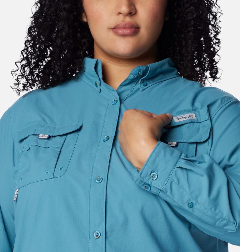 Women’s PFG Bahama Long Sleeve Shirt – Plus Size, Color: Canyon Blue, image 4