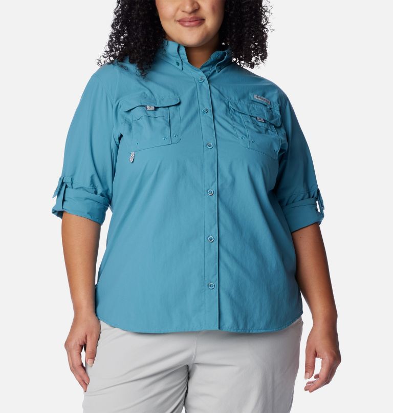 Women’s PFG Bahama Long Sleeve Shirt – Plus Size, Color: Canyon Blue, image 6