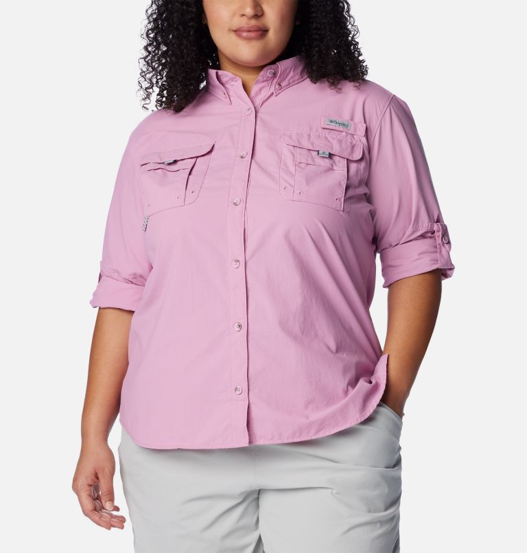 Columbia PFG Snap Front Fishing Shirt Women's Plus Size 3X Blue