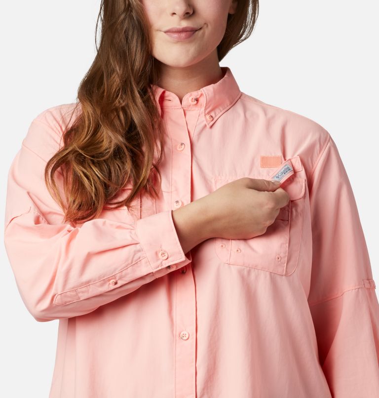 Women’s PFG Bahama Long Sleeve - Plus Size, Color: Tiki Pink, image 6