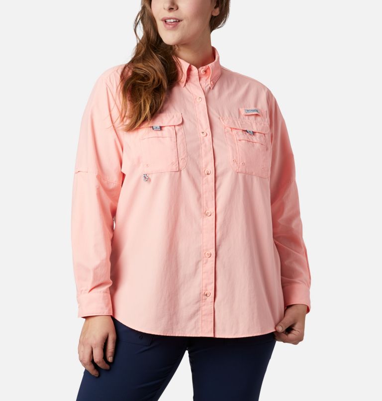 Columbia PFG Womens M Pink Fishing Omni Shade Short Sleeve Vented Polo Shirt