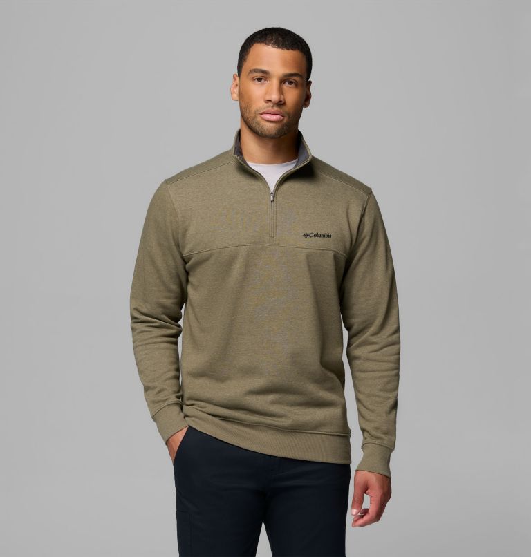 Men's Hart Mountain II Half Zip Sweatshirt, Color: Stone Green Heather, image 1
