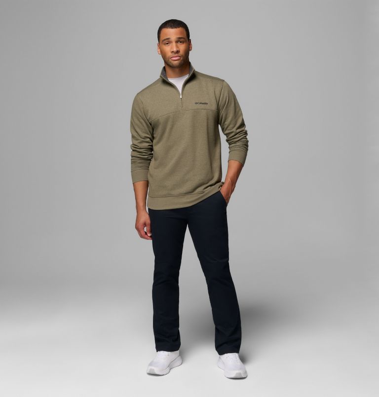 Men's Hart Mountain II Half Zip Sweatshirt, Color: Stone Green Heather, image 2