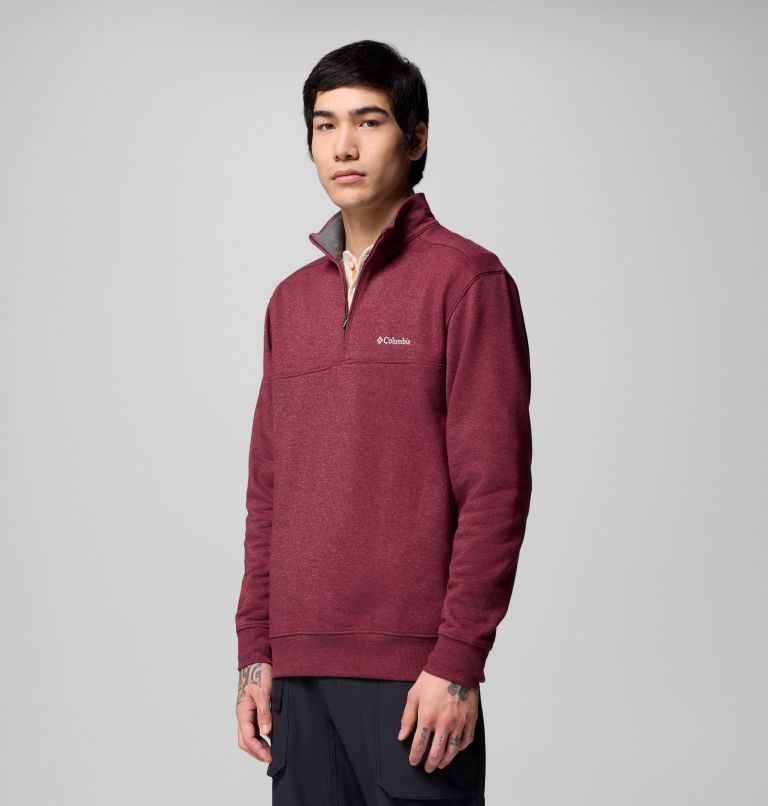 Men's Hart Mountain II Half Zip Sweatshirt, Color: Rich Wine Heather, image 4