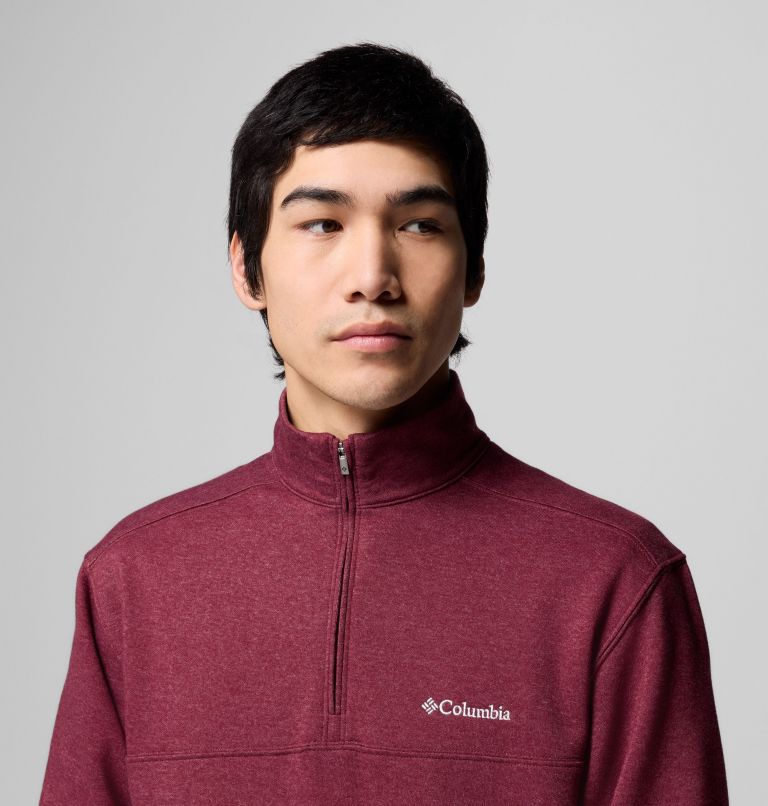 Men's Hart Mountain II Half Zip Sweatshirt, Color: Rich Wine Heather, image 5