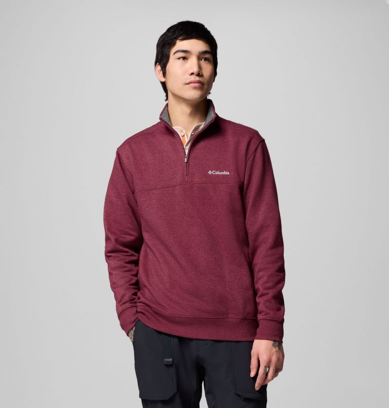 Men's Hart Mountain II Half Zip Sweatshirt, Color: Rich Wine Heather, image 1