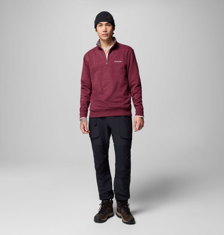 Men's Hart Mountain II Half Zip Sweatshirt, Color: Rich Wine Heather, image 2