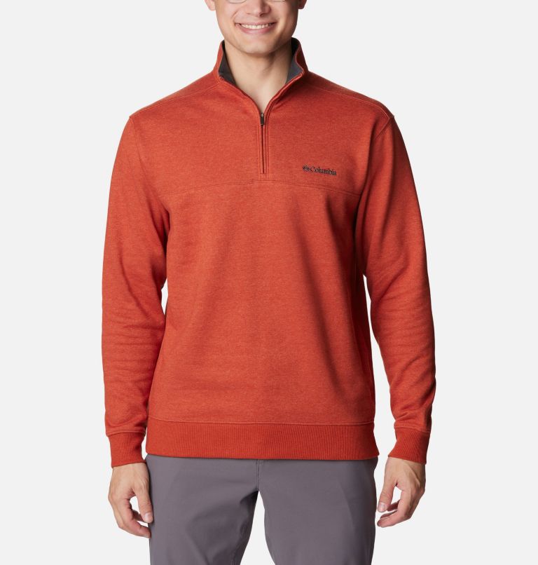 Thumbnail: Men’s Hart Mountain II Half Zip Sweatshirt, Color: Warp Red Heather, image 1