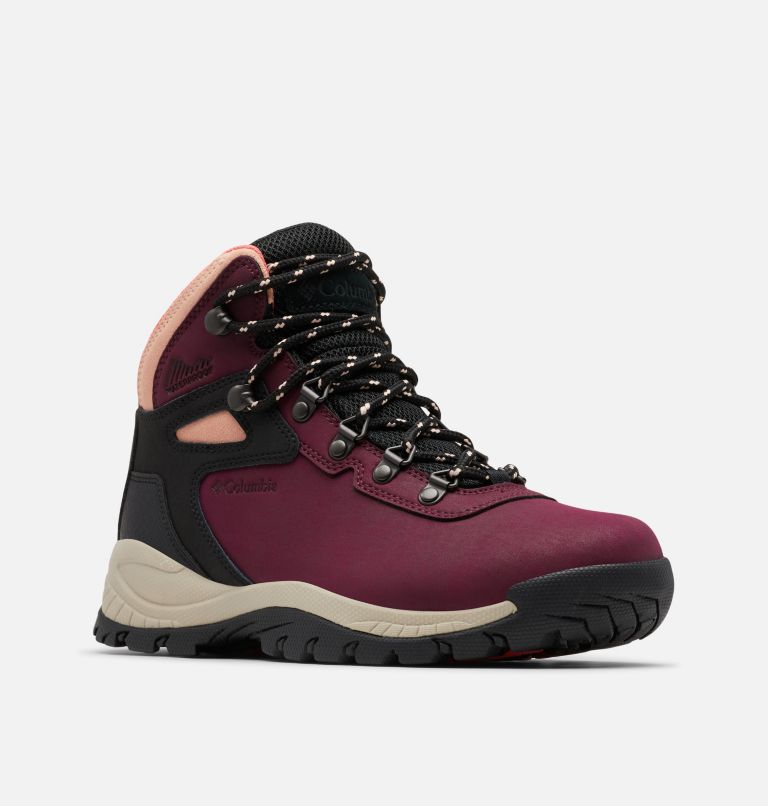 Women’s Newton Ridge Plus Waterproof Hiking Boot, Color: Marionberry, Black, image 2