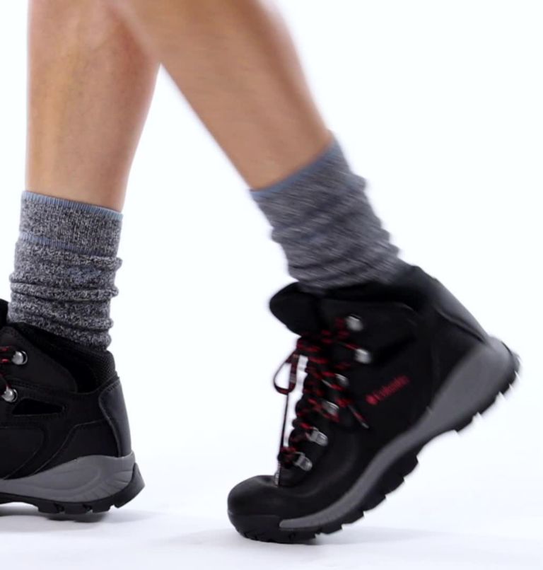 Women's Newton Ridge Plus Waterproof Hiking Boot - Wide, Color: Black, Poppy Red